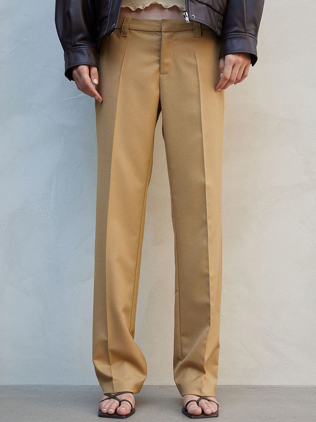 

H&M Straight Tailored Trousers, Beige