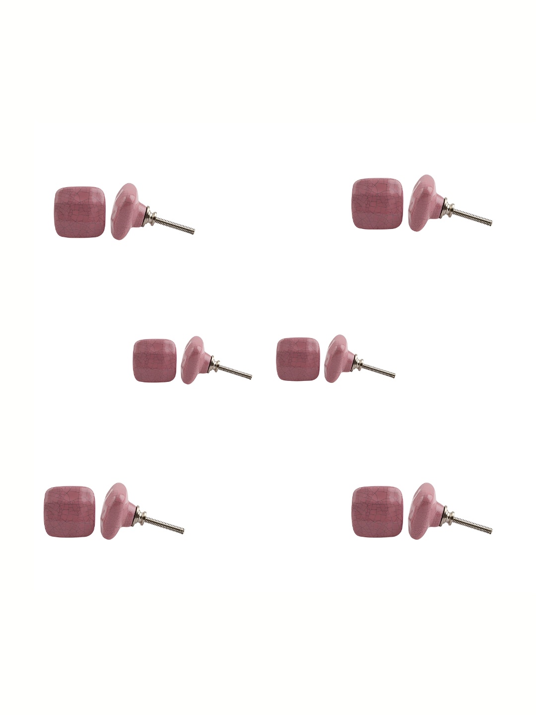

Indianshelf 6Pcs Pink Textured Ceramic Knobs
