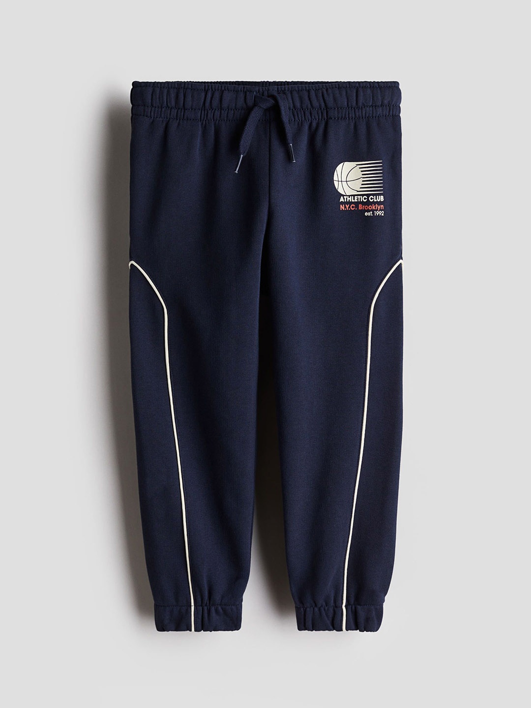 

H&M Mid- Rise Printed Joggers, Navy blue