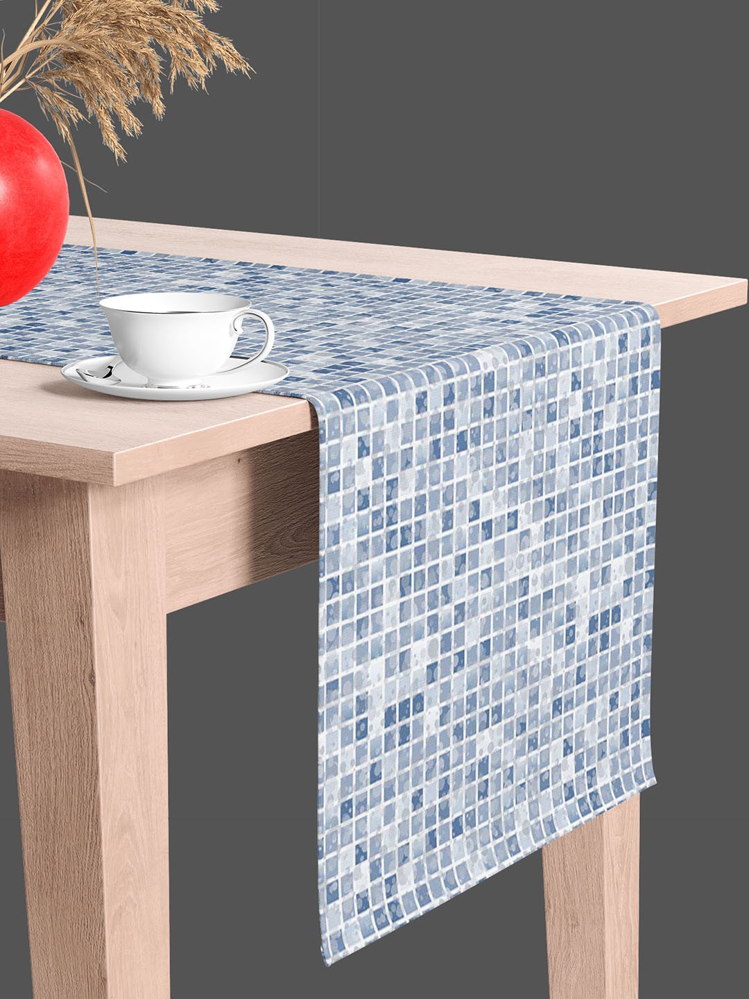 

ArtzFolio Blue Geometric Printed Velvet Table Runner