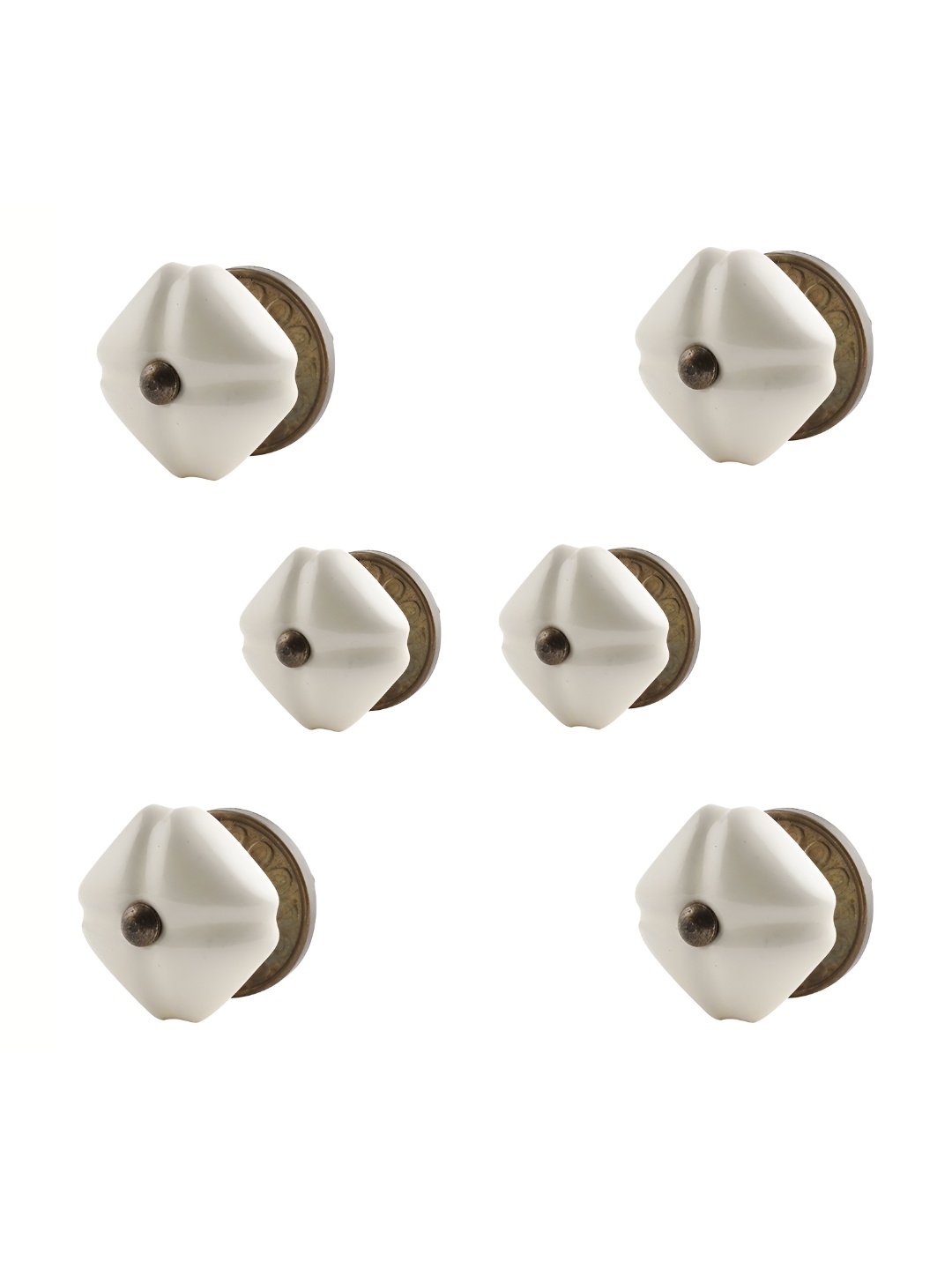 

Indianshelf 6Pcs Cream-Colored Textured Ceramic Square Knobs