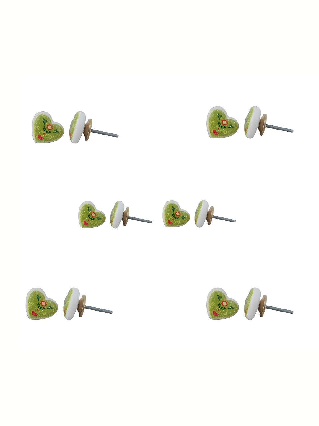

Indianshelf 6-Pcs Green & White Printed Ceramic Knobs