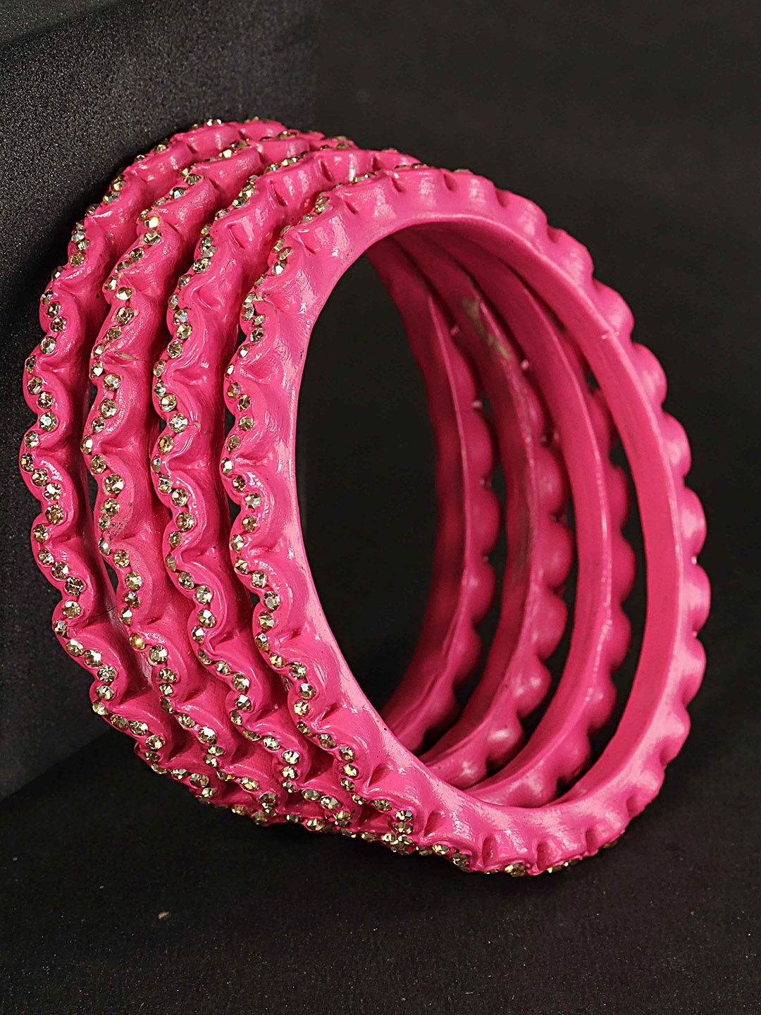 

ZULKA Set Of 4 CZ-Studded Bangles, Pink