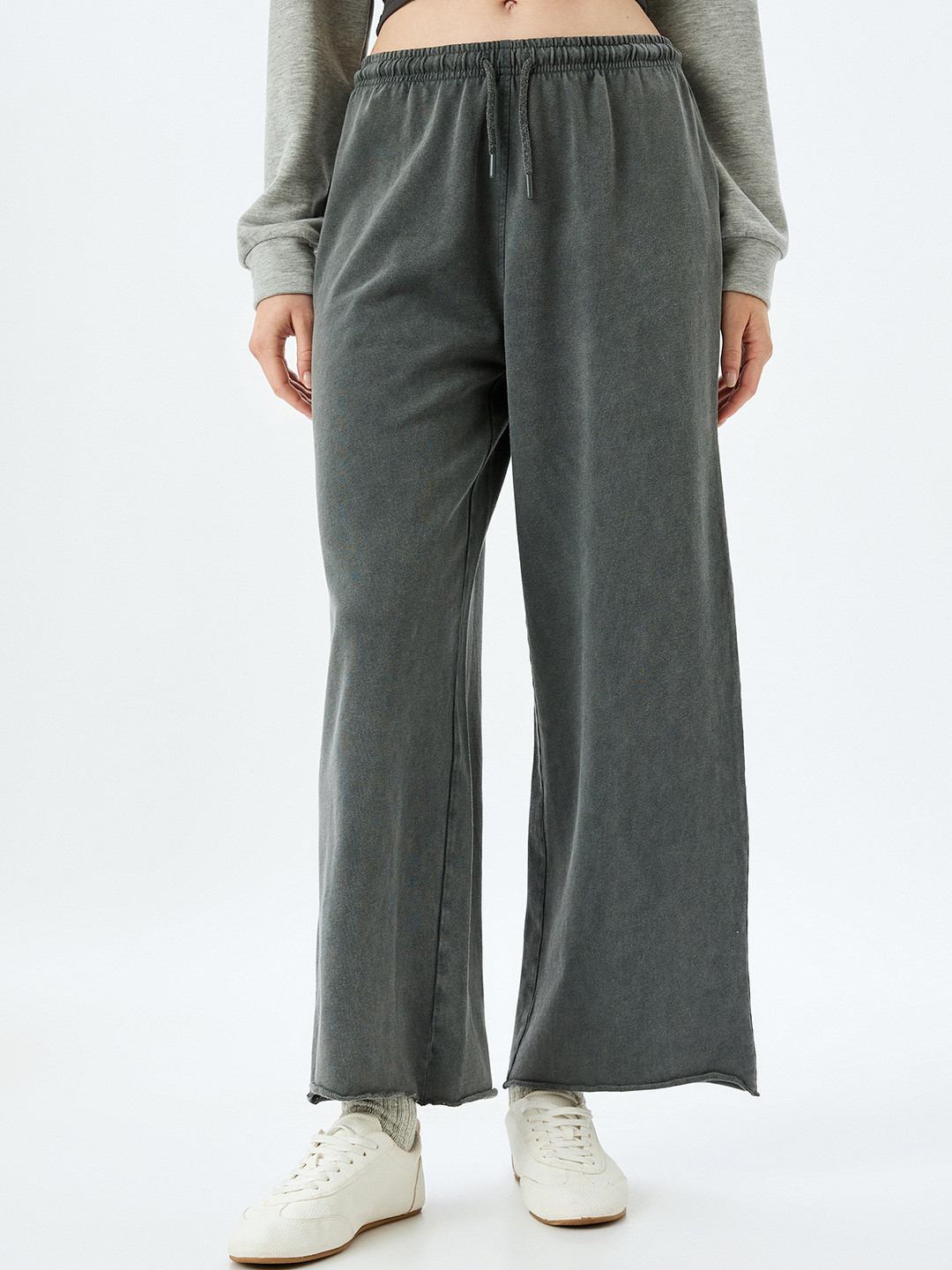 

Koton Women Pure Cotton Mid-Rise Track Pant, Grey