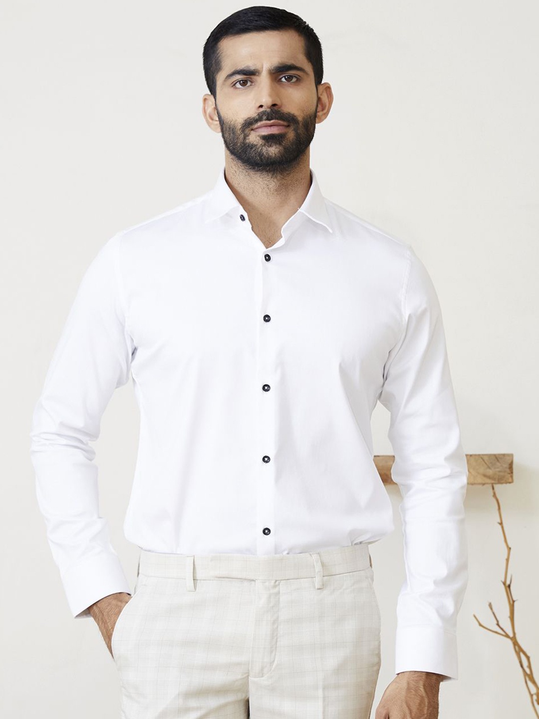 

MR BUTTON Men Relaxed Opaque Casual Shirt, White