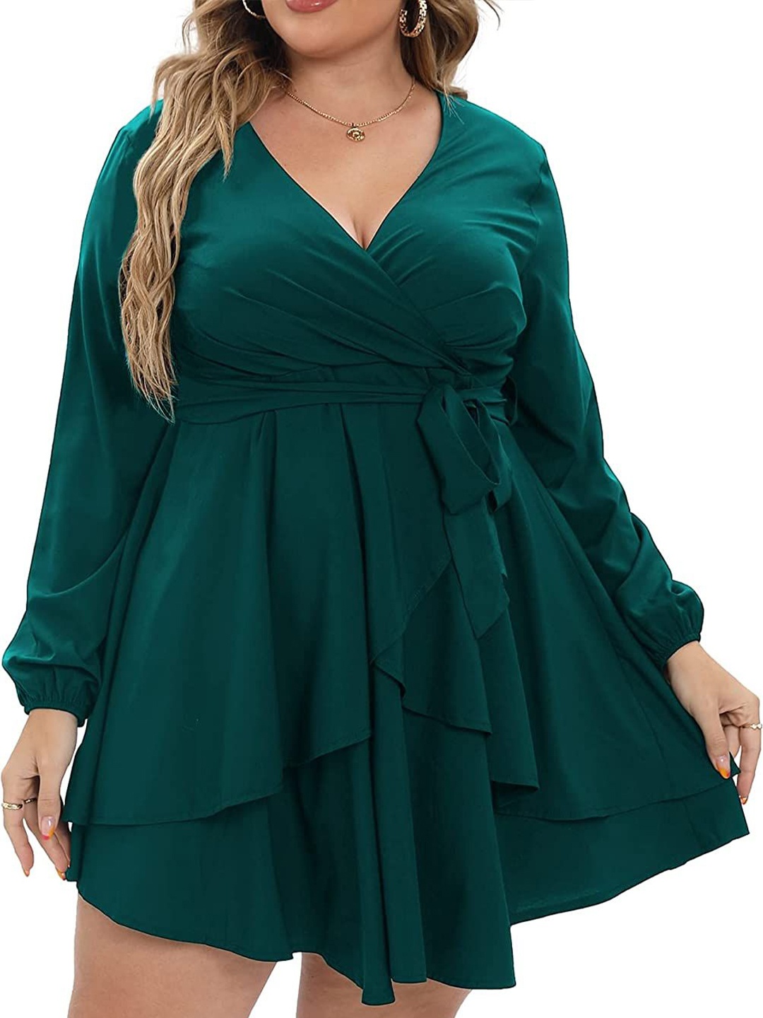 

Samsara Couture Ruffled Fit & Flare Midi Dress, Green