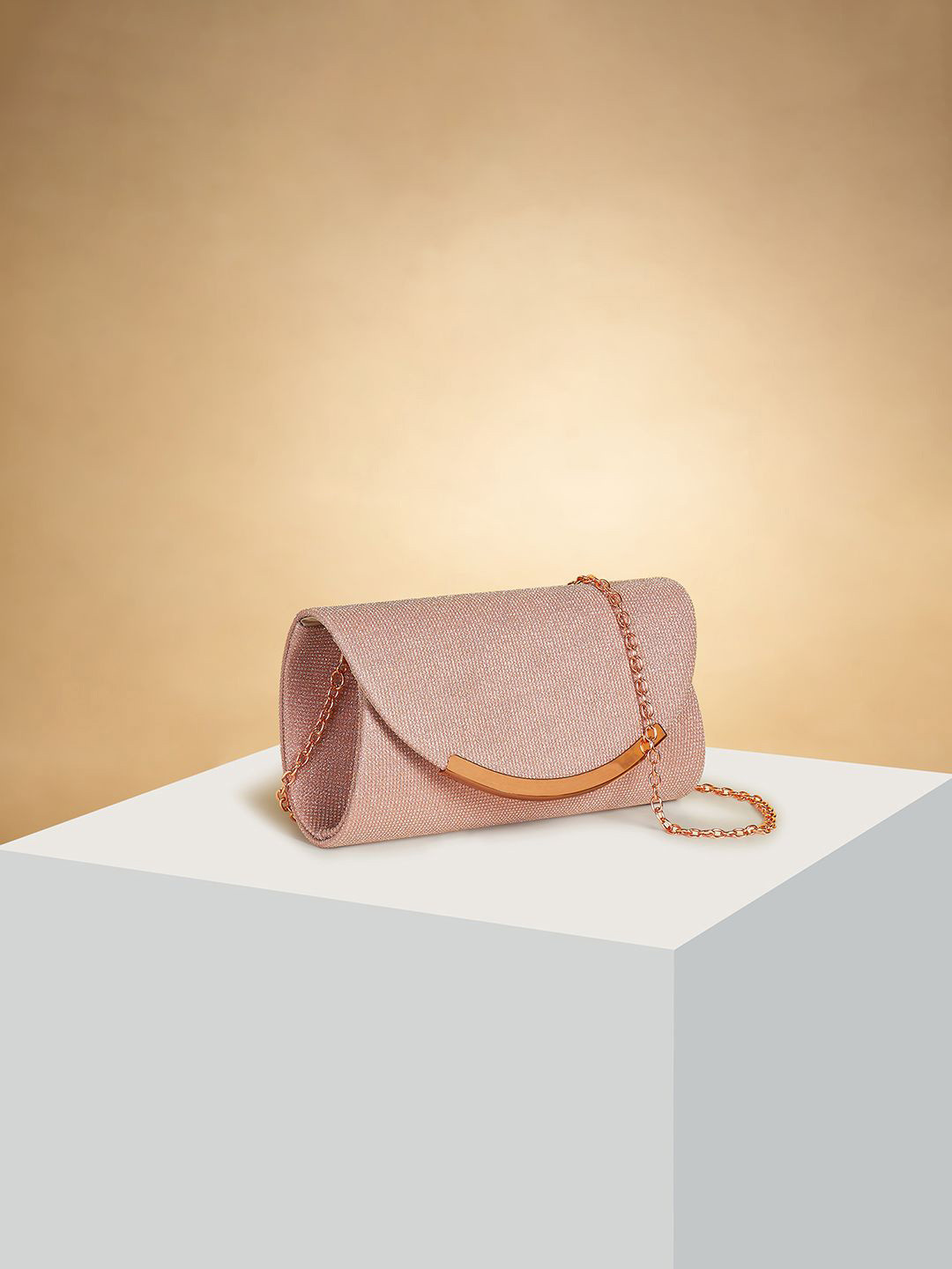 

Forever Glam by Pantaloons Embellished Box Clutch, Rose gold