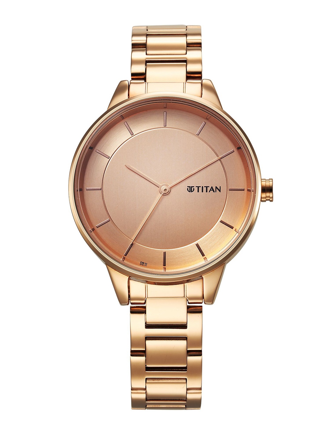 

Titan Women Brass Dial & Stainless Steel Bracelet Style Straps Analogue Watch 2648WM06, Rose gold