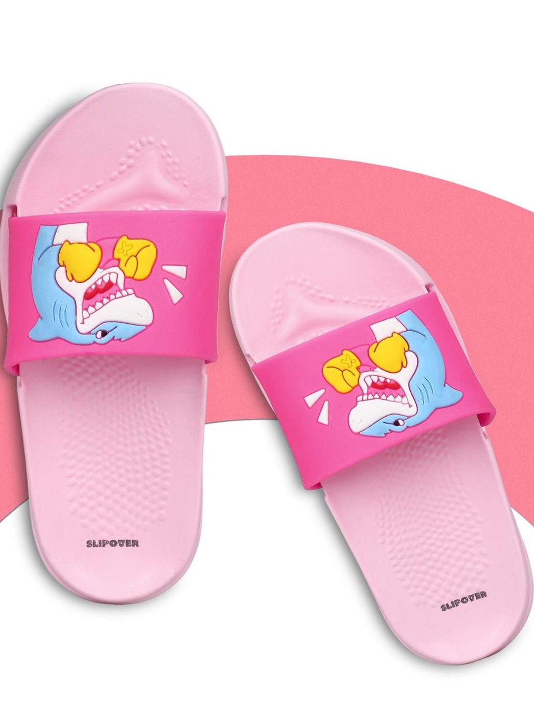 

Slipover Unisex Kids Printed Sliders, Pink