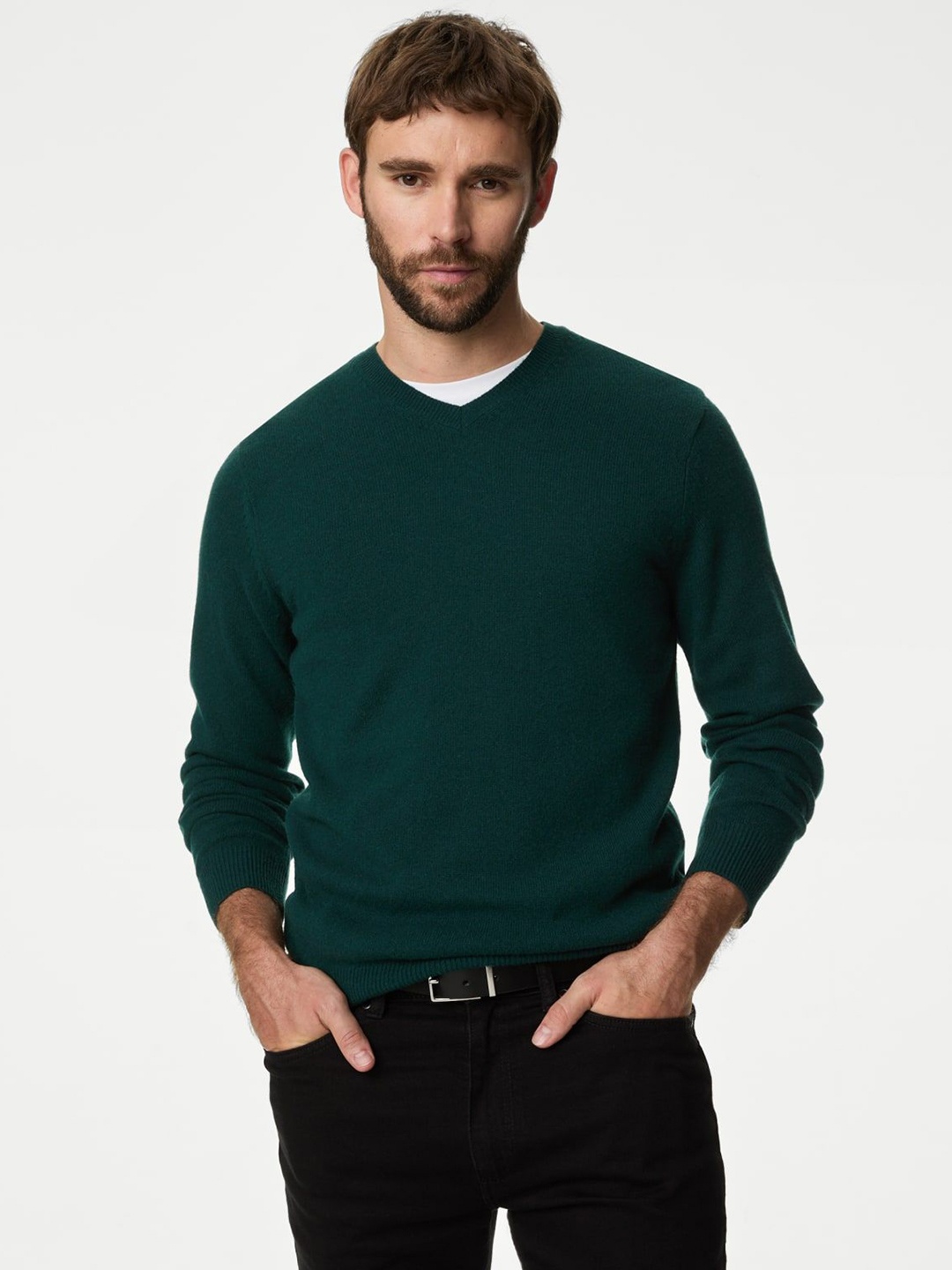 

Marks & Spencer Men Woollen Pullover Sweaters, Green