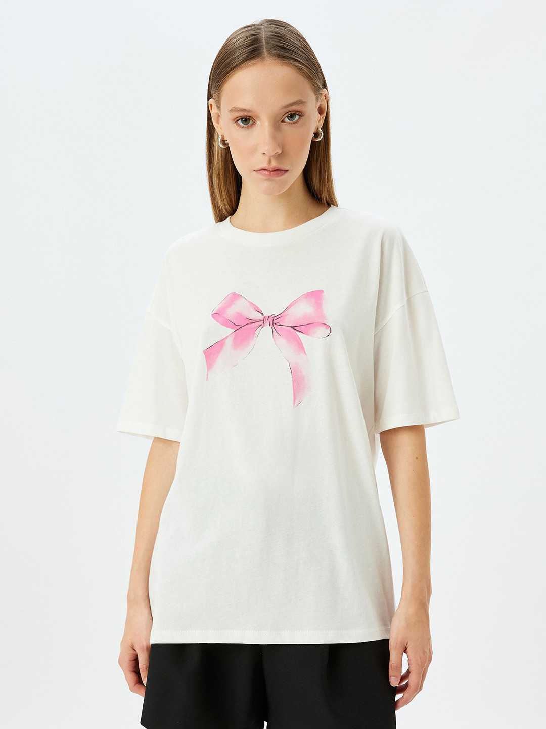 

Koton Women High Neck Cut Outs T-shirt, Beige
