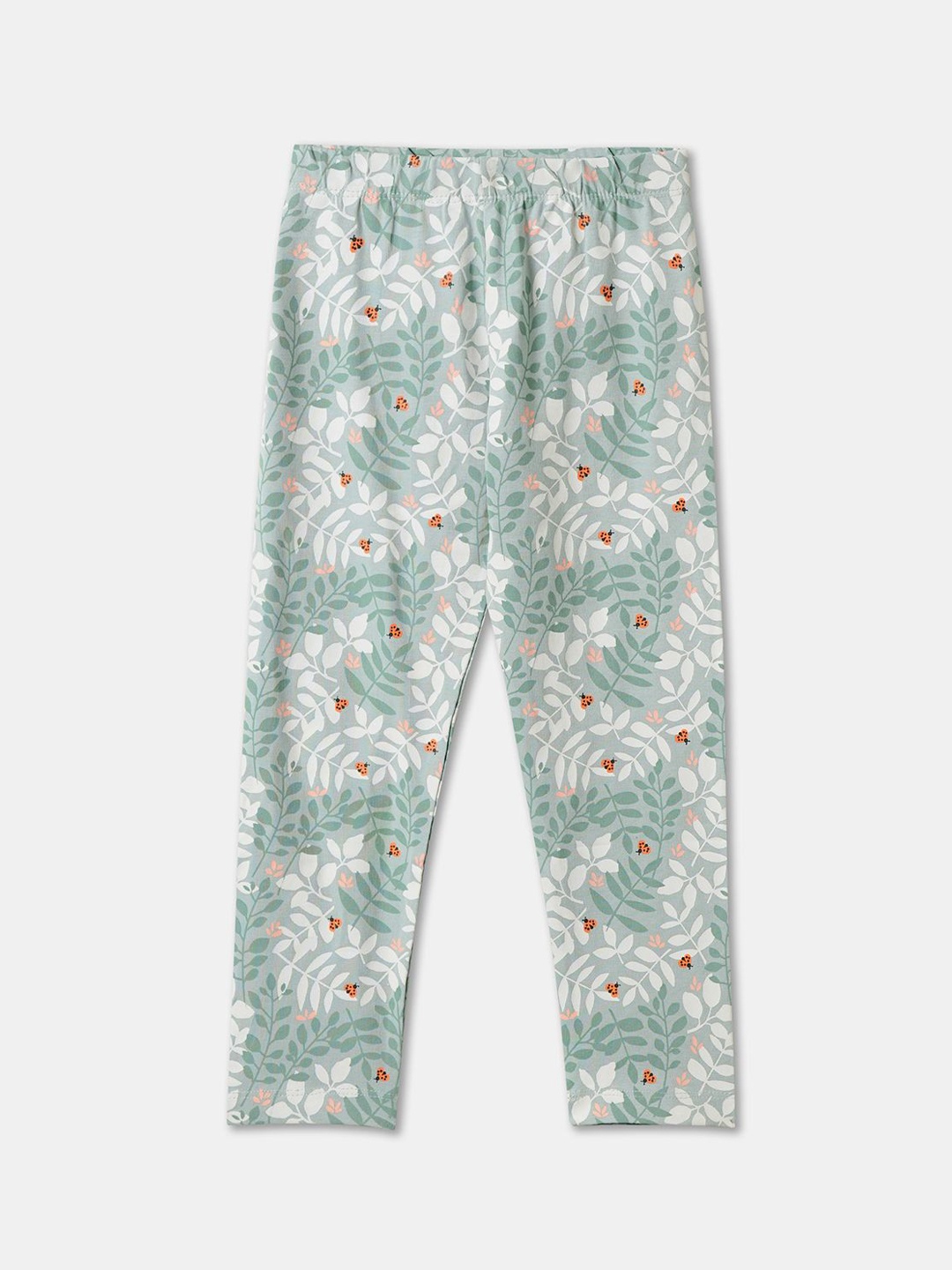 

R&B Printed Cotton Mid-Rise Ankle-Length Leggings, Blue