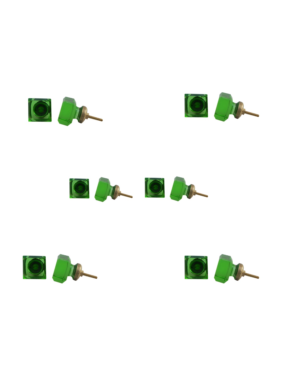

Indianshelf 6-Pcs Green Textured Square Knobs