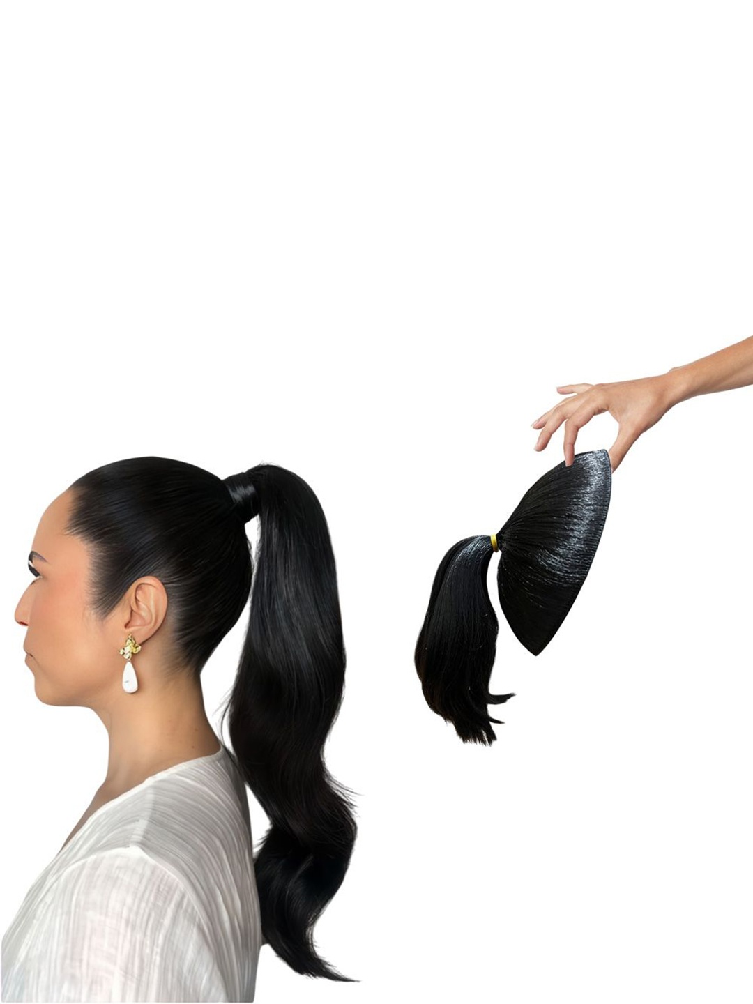 

D-Divine Ball Head Wig Wrapped With Grapefruit Peel Flower Bud Head Hair Extension - 35 cm, Black