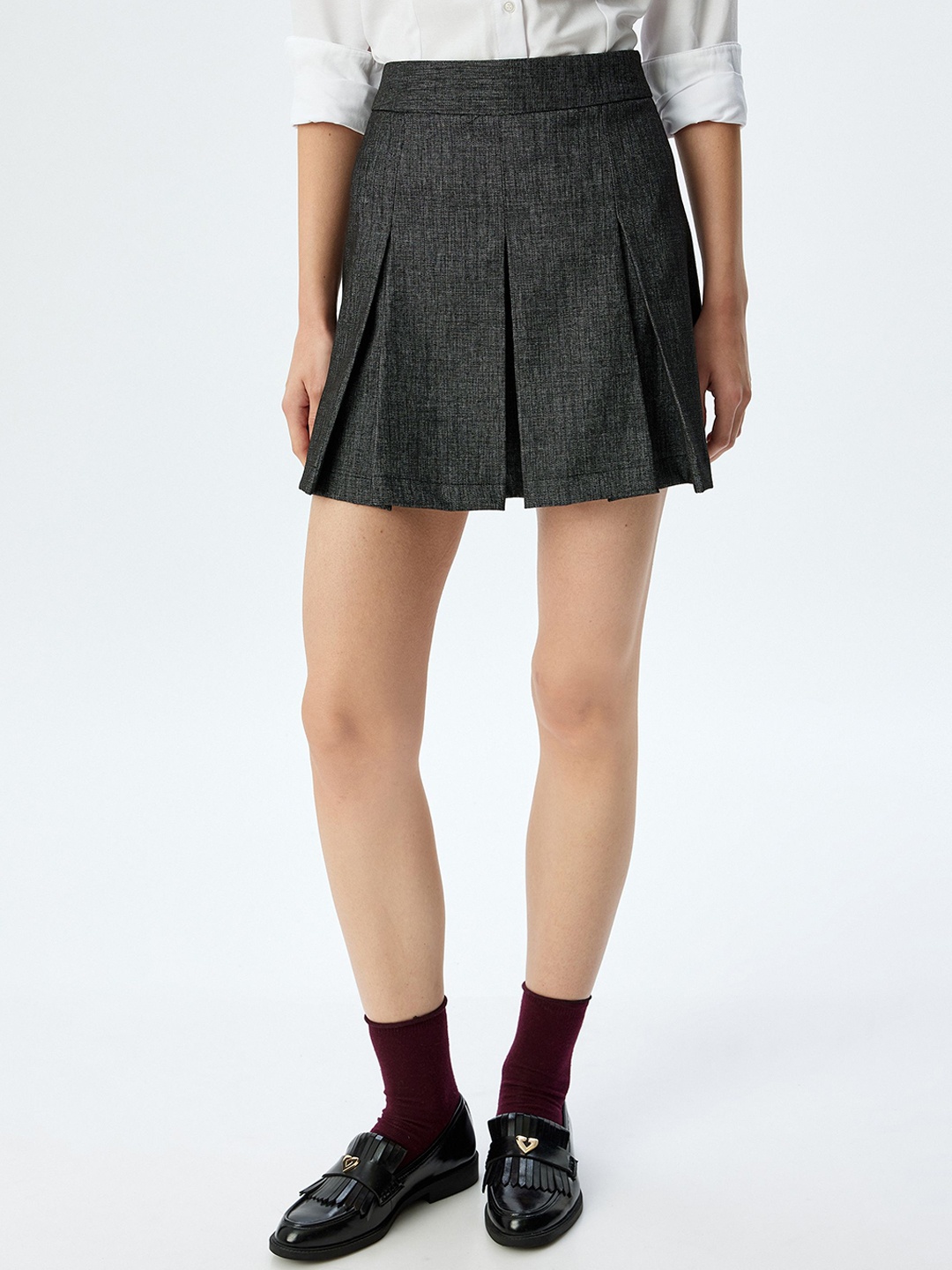 

Koton Woven Flared Above Knee Skirt, Black