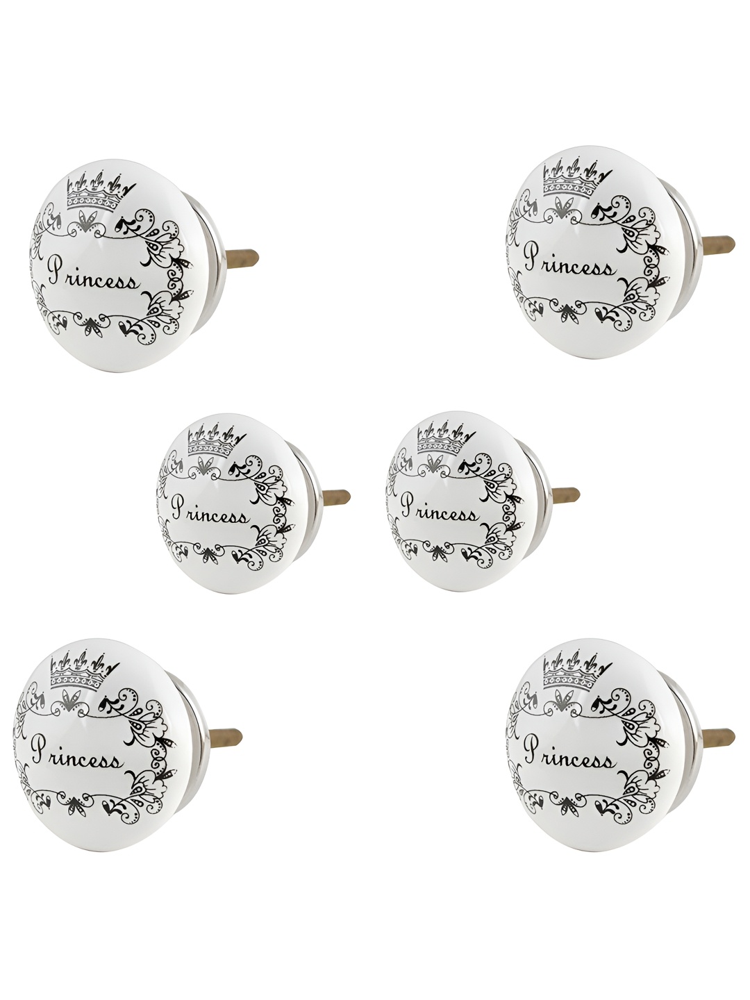 

Indianshelf 6Pcs Black & White Textured Ceramic Princess Knobs