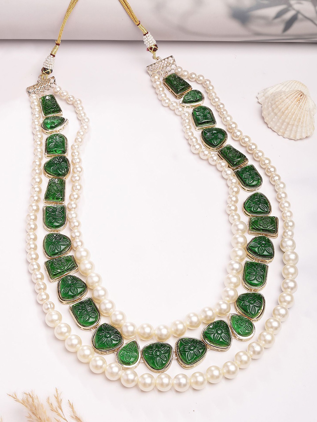 

KARATCART Men Gold-Plated Handcrafted Necklace, Green