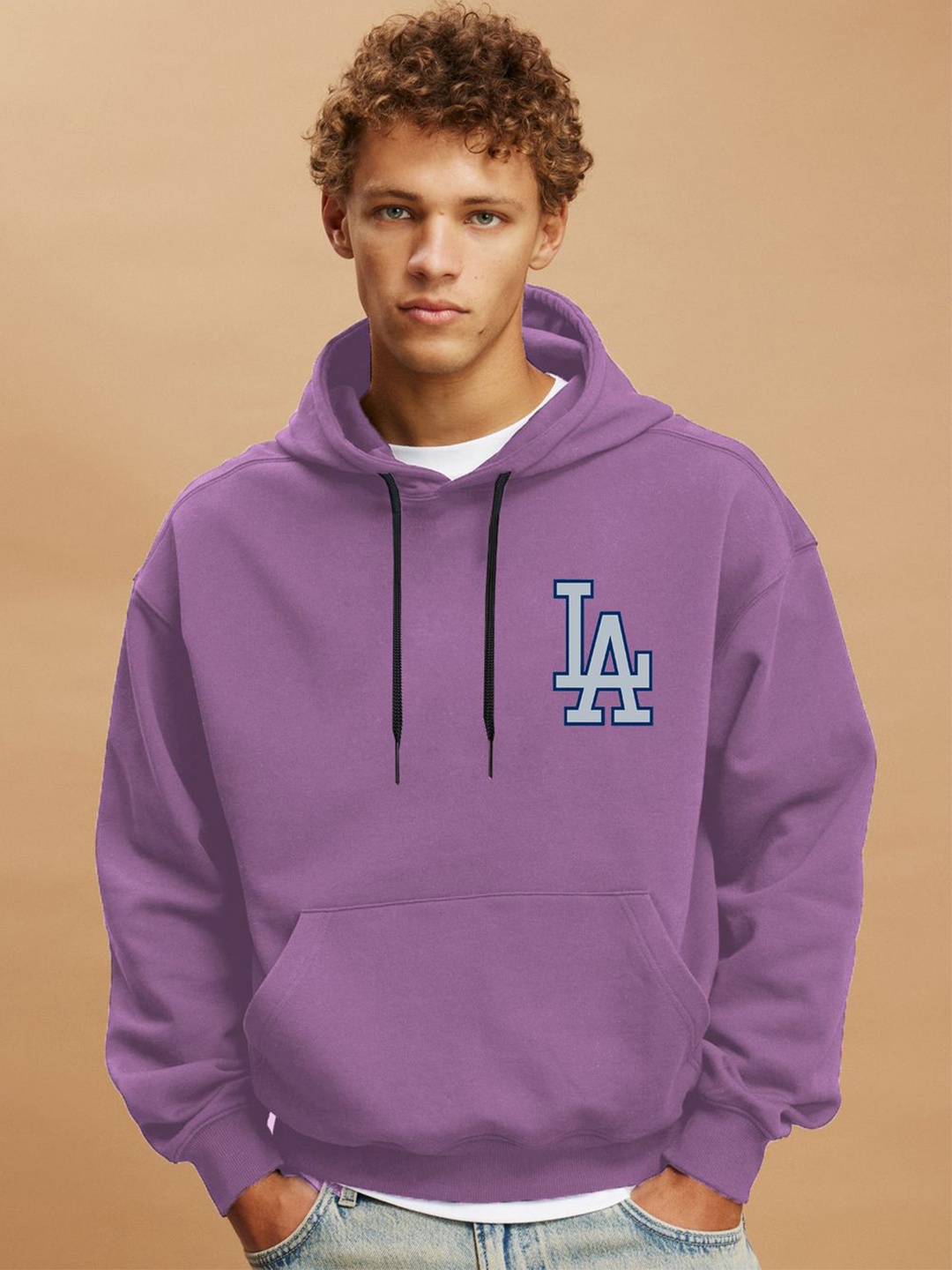 

CLAFOUTIS Men Printed Hooded Sweatshirt, Lavender