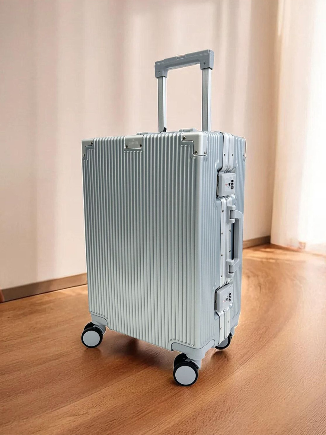 

THE CLOWNFISH Atlas - Astra Unisex Hard Sided Cabin Trolley Bag, Silver