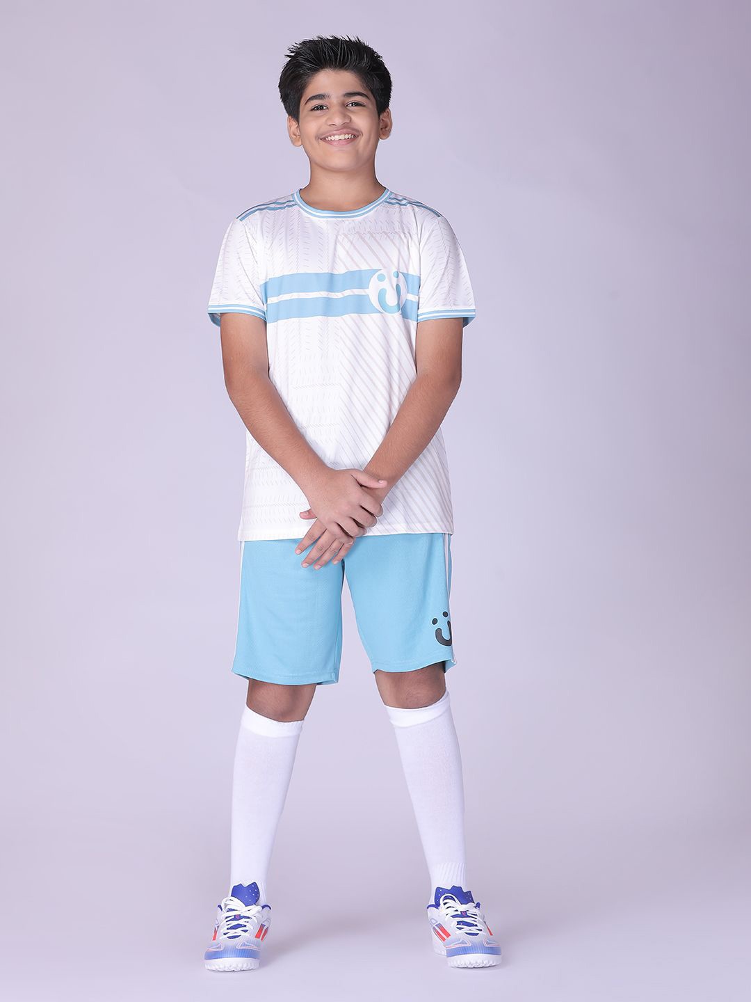 

UMILDO Boys Printed Sports T-shirt With Short, Off white