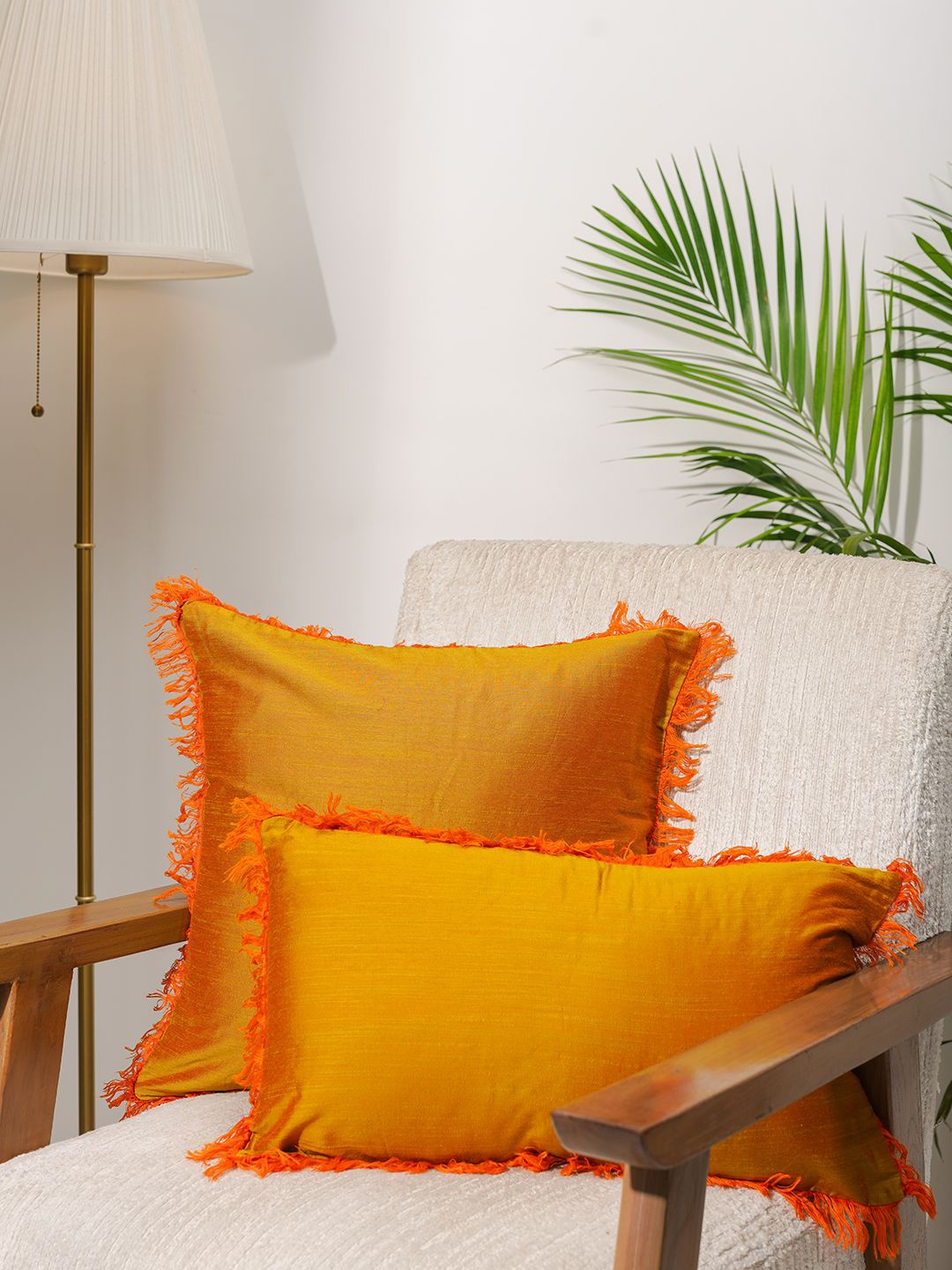

India Circus by Krsnaa Mehta Yellow & Orange Rectangle Cushion Covers