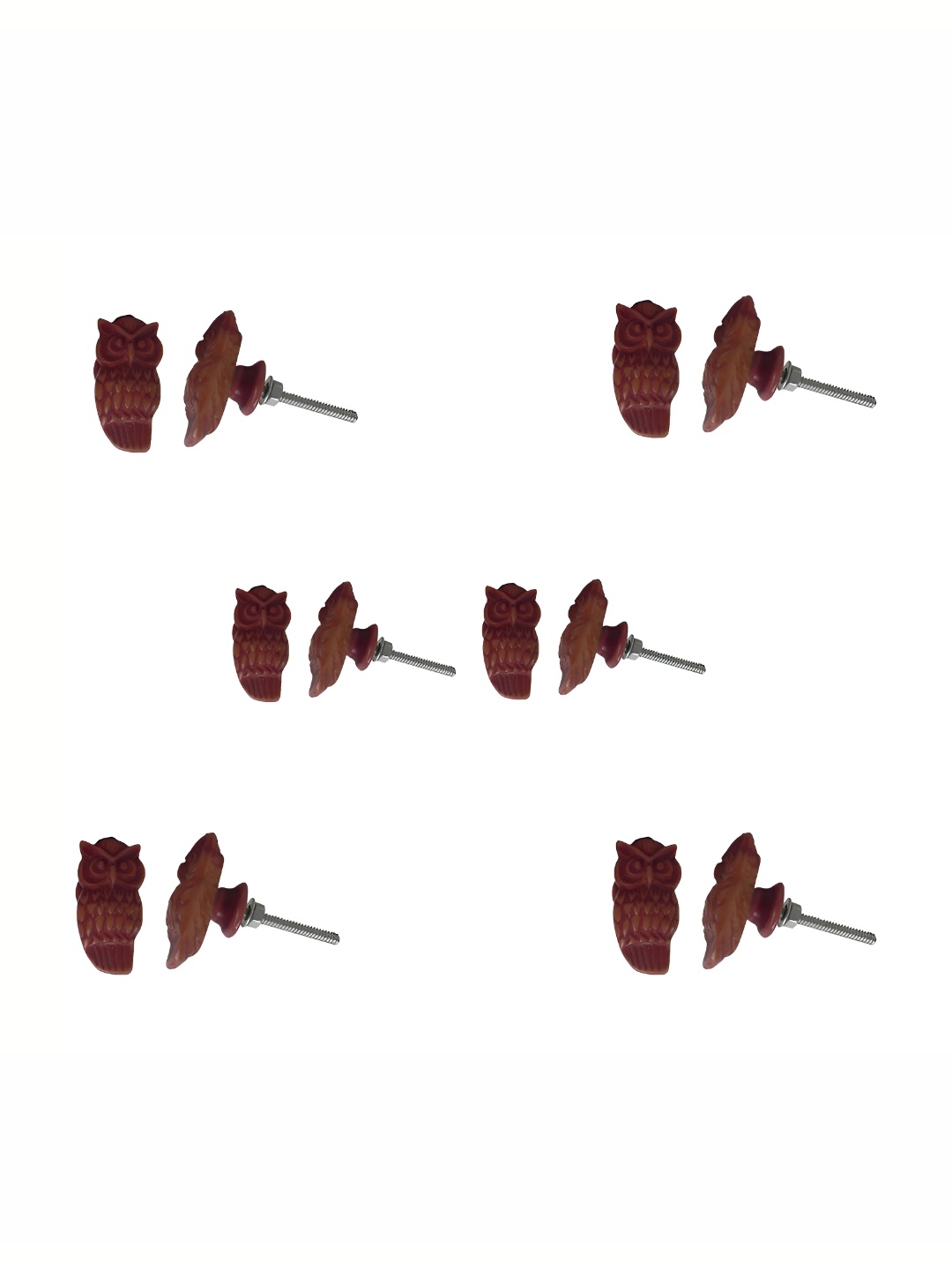 

Indianshelf 6Pcs Brown Textured Resin Owl Knobs