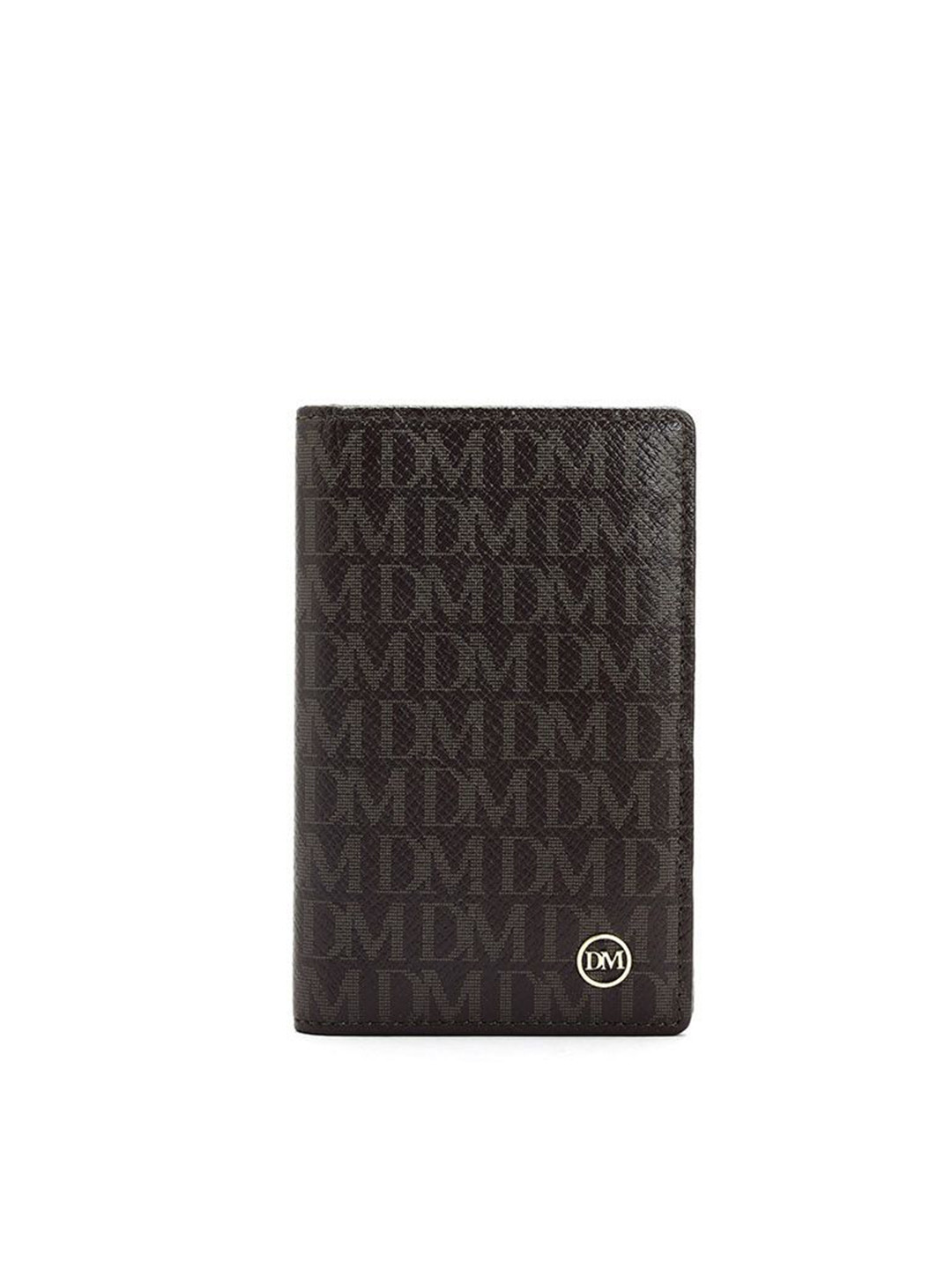 

Da Milano Unisex Typography Textured Leather Card Holder, Brown