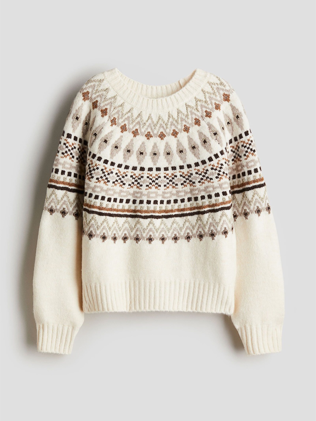 

H&M Girls Jacquard-Knit Jumper, Beige