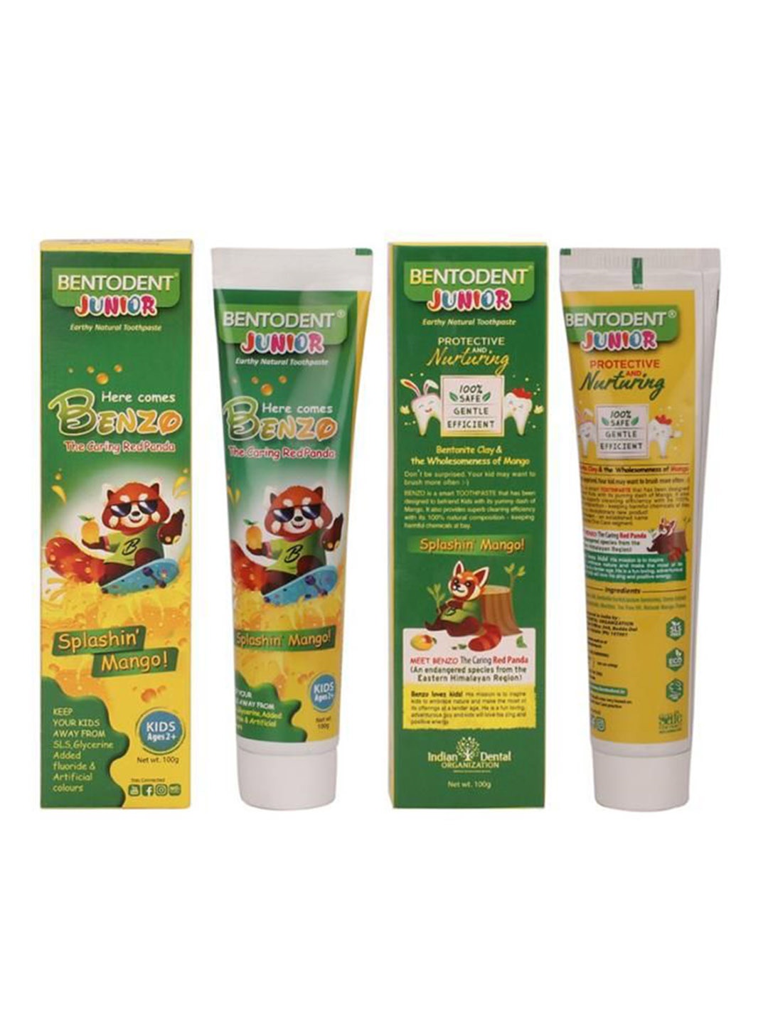 

BENTODENT Kids Set Of 2 Splashin Mango Toothpaste - 100 g Each, Green