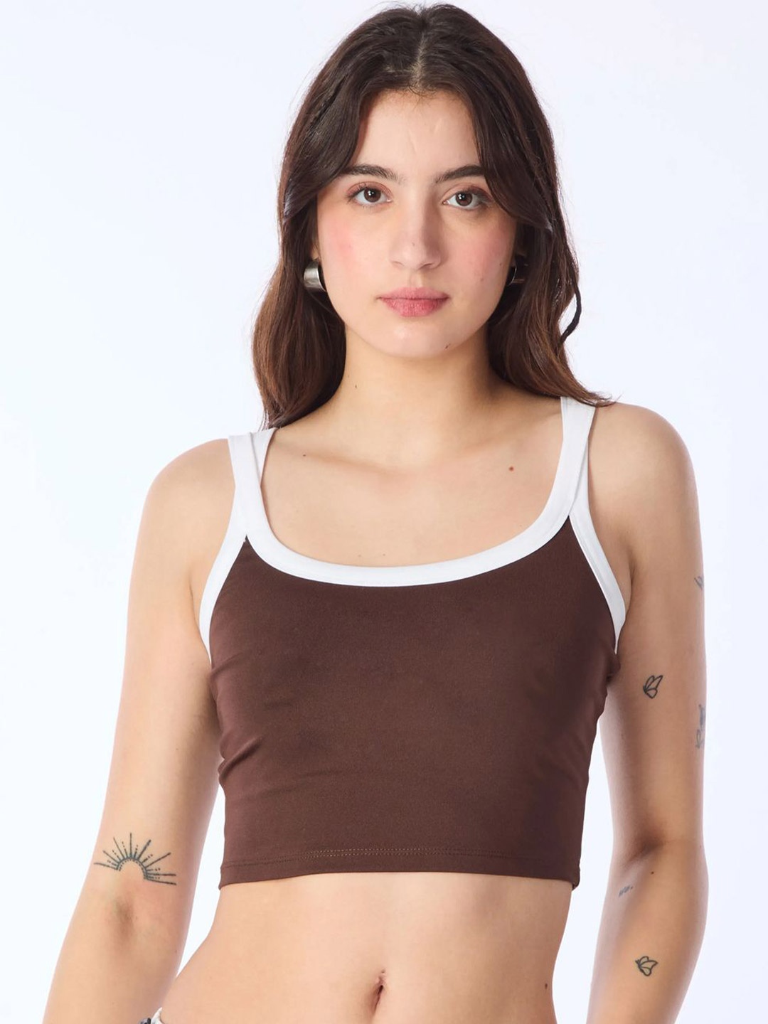 

Genzy Cotton Crepe Crop Top, Brown