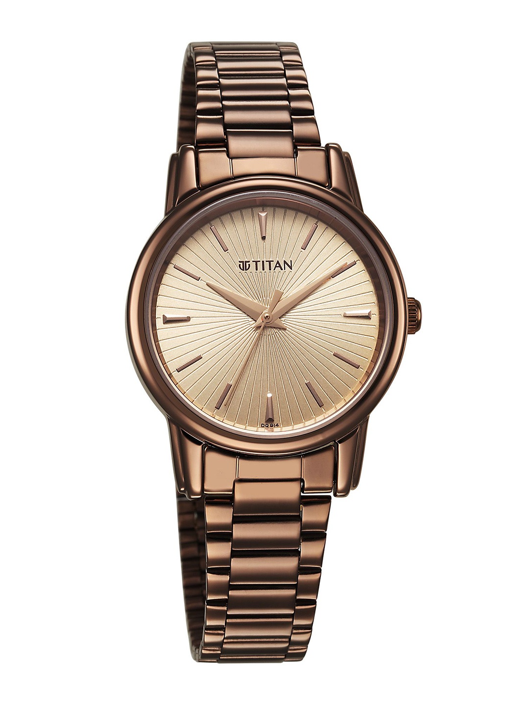 

Titan Women Brass Embellished Dial & Stainless Steel Bracelet Style Straps Analogue Watch 2760QM01, Cream