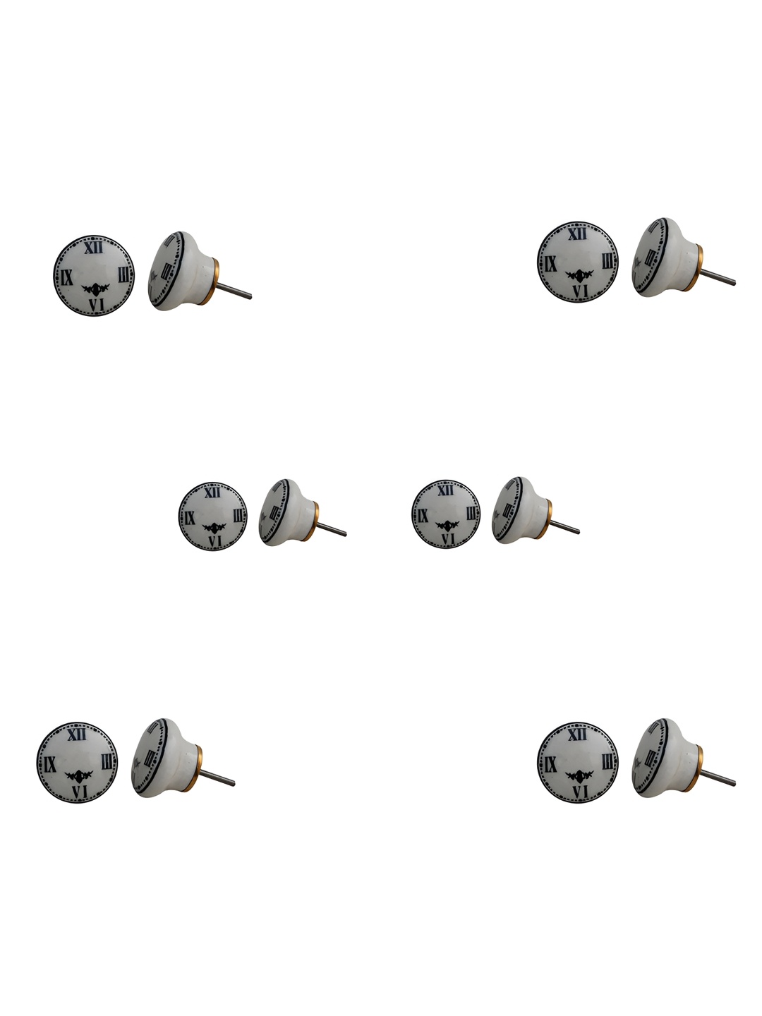 

Indianshelf 6Pcs Cream-Colored & Black Textured Resin Clock Knobs