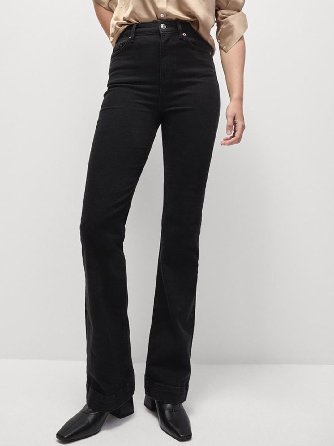 

Marks & Spencer Women Flared High-Rise Jeans, Black