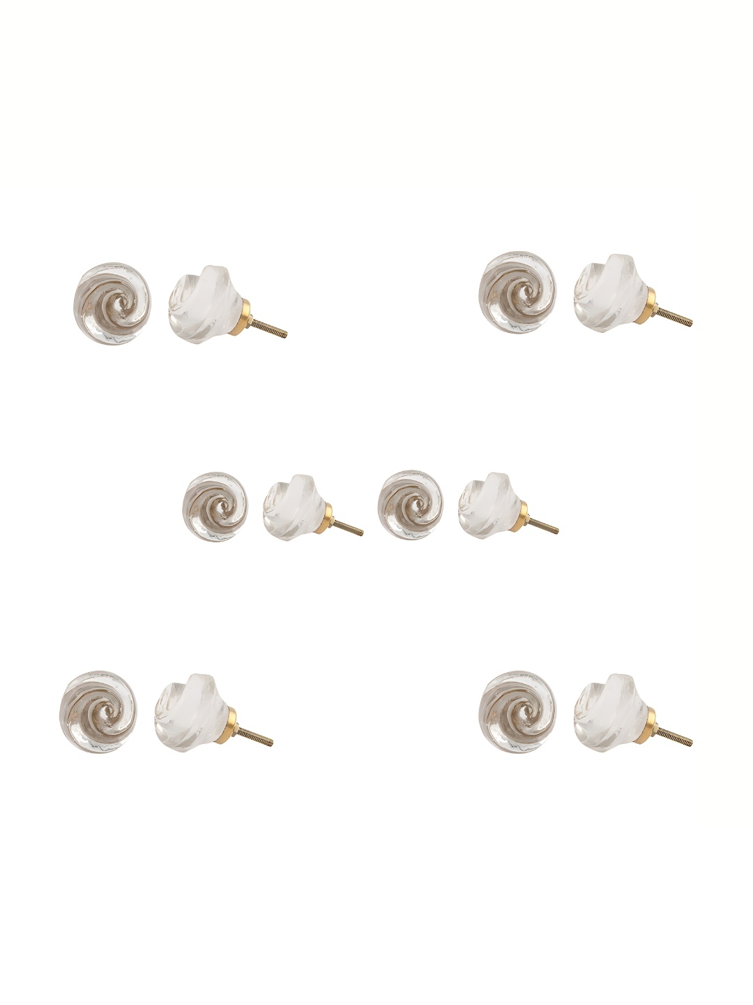 

Indianshelf 6Pcs Transparent Textured Glass Rose Knobs