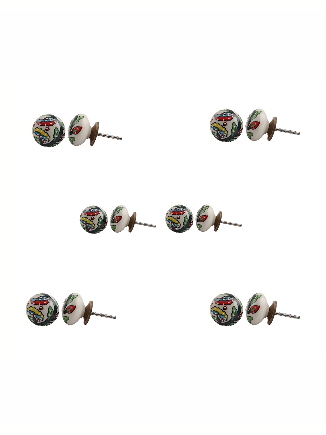 

Indianshelf 6Pcs White & Green Textured Ceramic Knobs