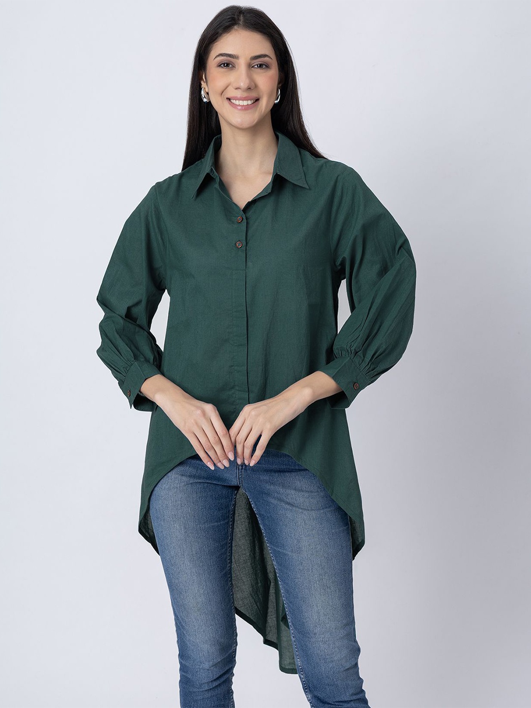 

Moomaya Women Opaque Casual Shirt, Teal
