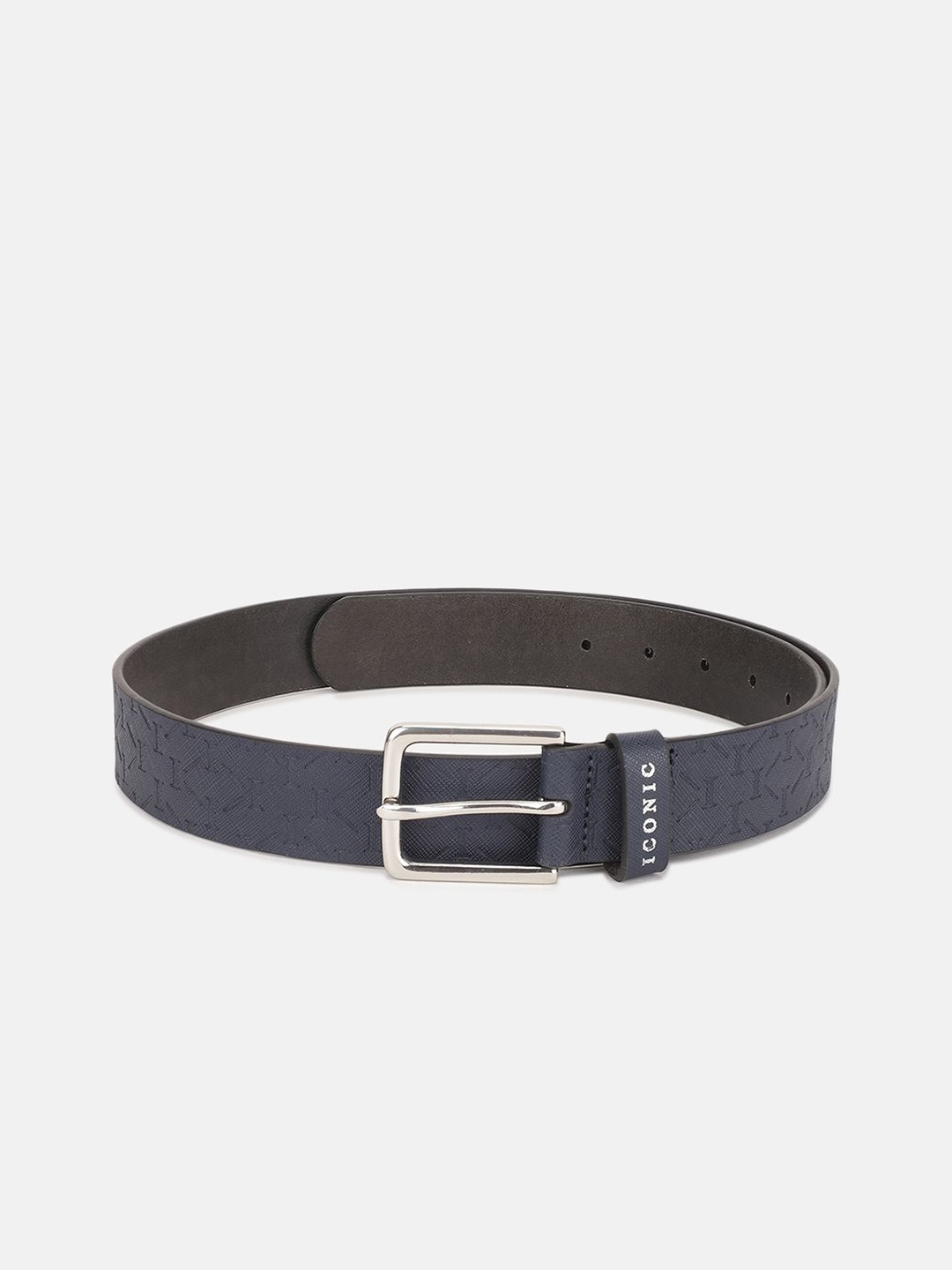 

Iconic Men Textured Leather Belt, Blue