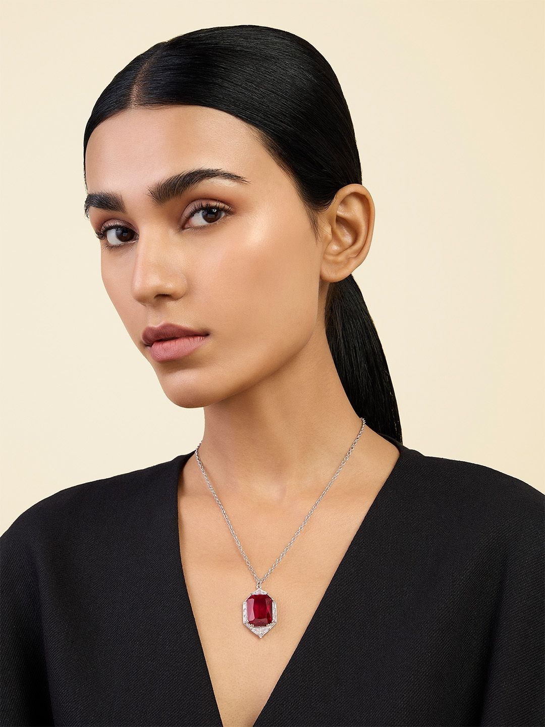 

Isharya Brass Rhodium-Plated Necklace, Silver