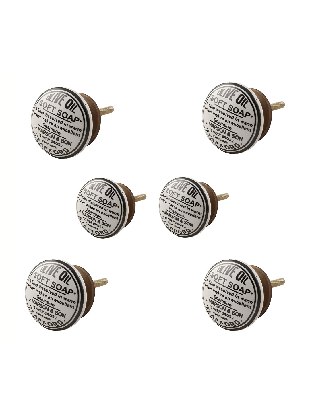 

Indianshelf 6-Pcs White & Black Printed Ceramic Knobs
