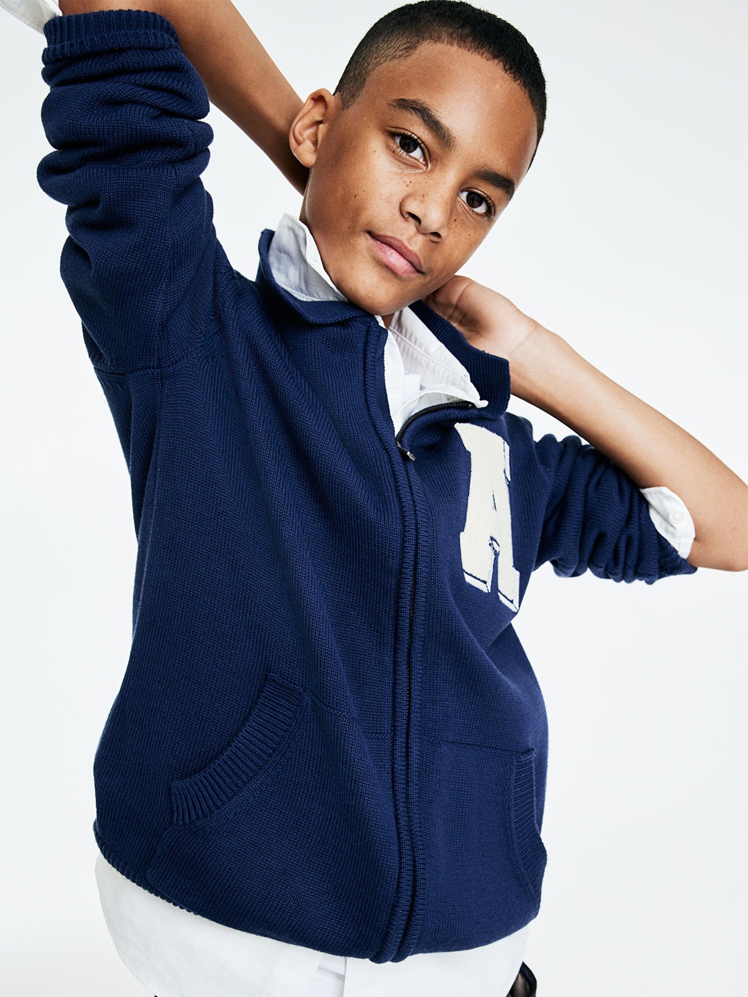 

H&M Boys Zip-Through Cardigan, Blue