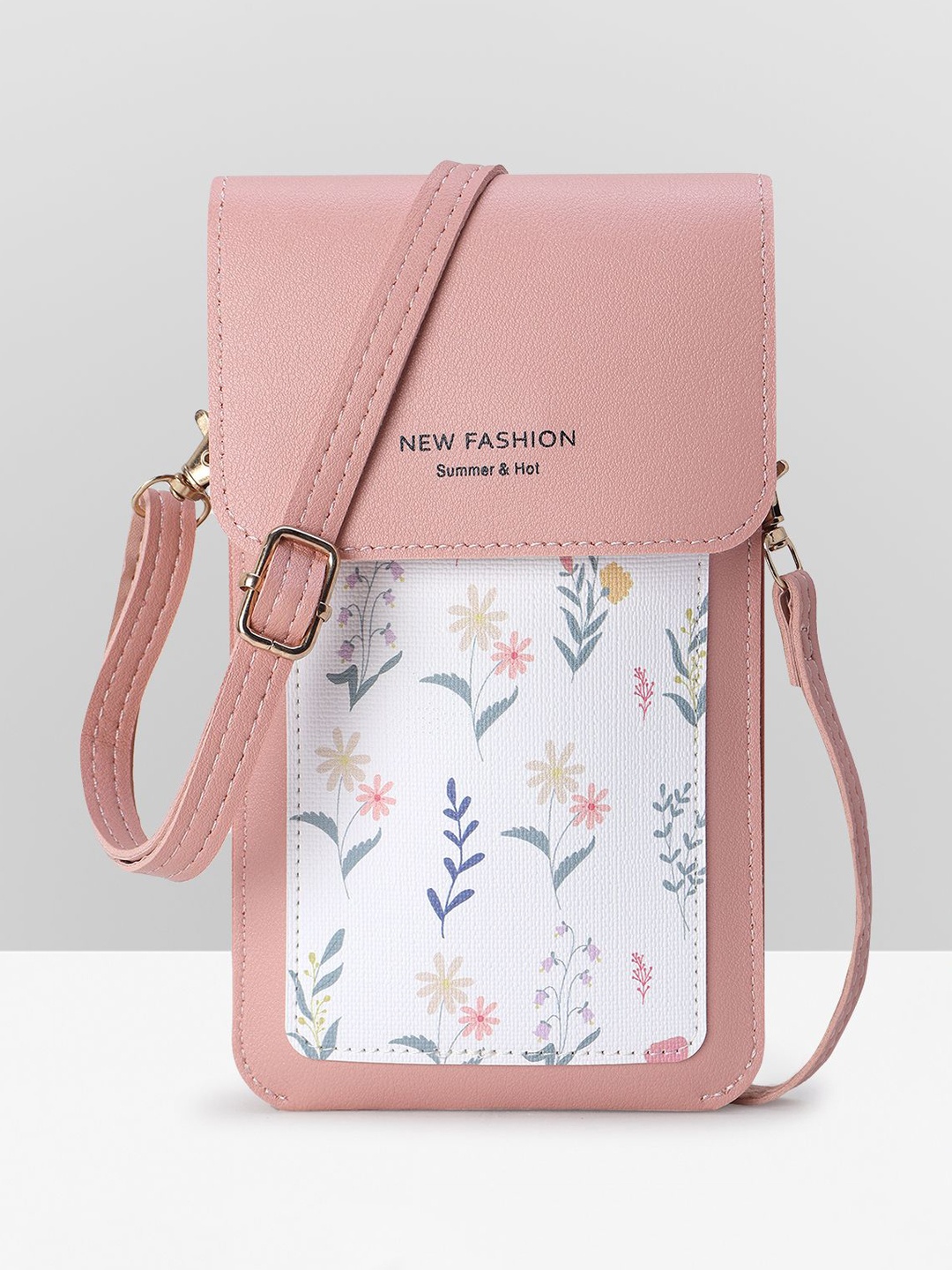 

Filauri Printed Leather Structured Sling Bag with Cut Work, Pink