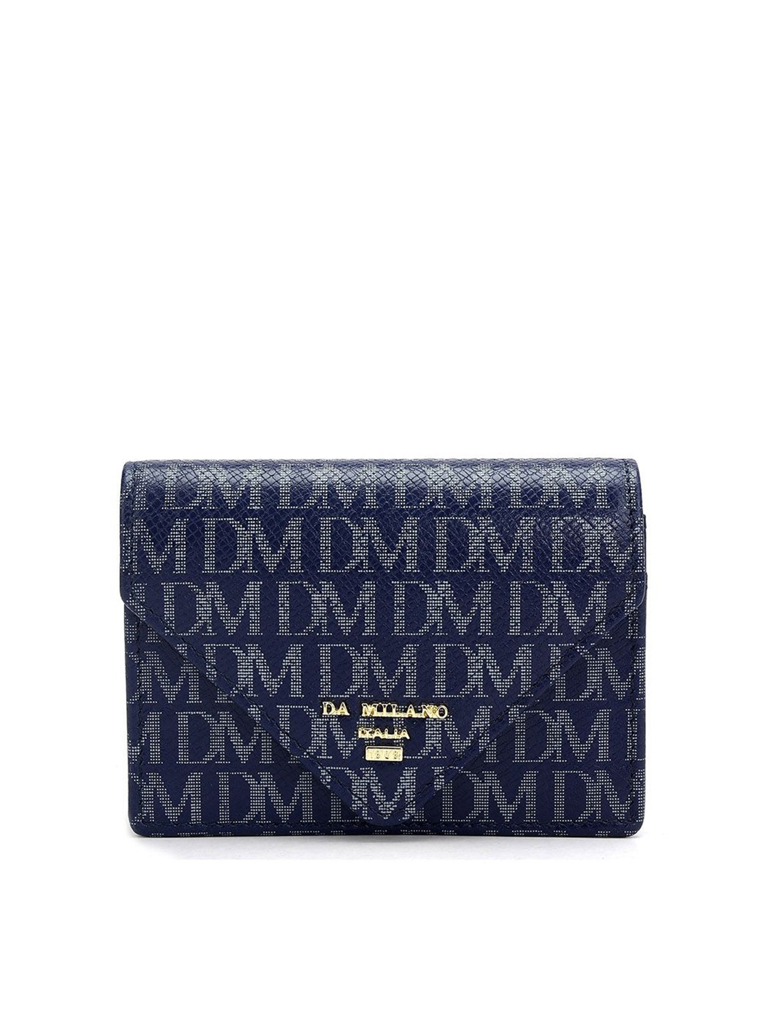 

Da Milano Unisex Typography Printed Leather Card Holder, Blue