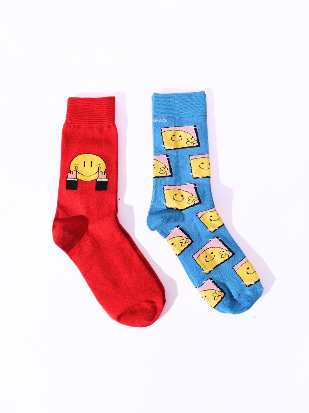 

Thela Gaadi Unisex Pack Of 2 Patterned Calf-Length Socks, Red