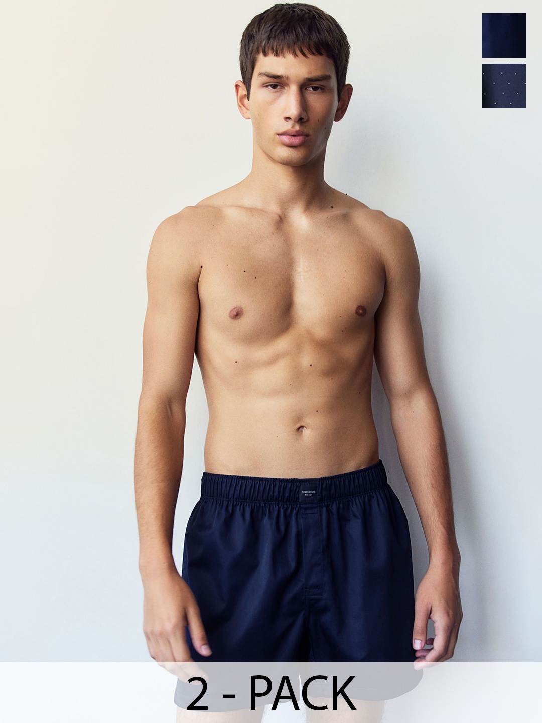 

H&M 2-Pack Woven Cotton Sateen Boxer Shorts, Blue