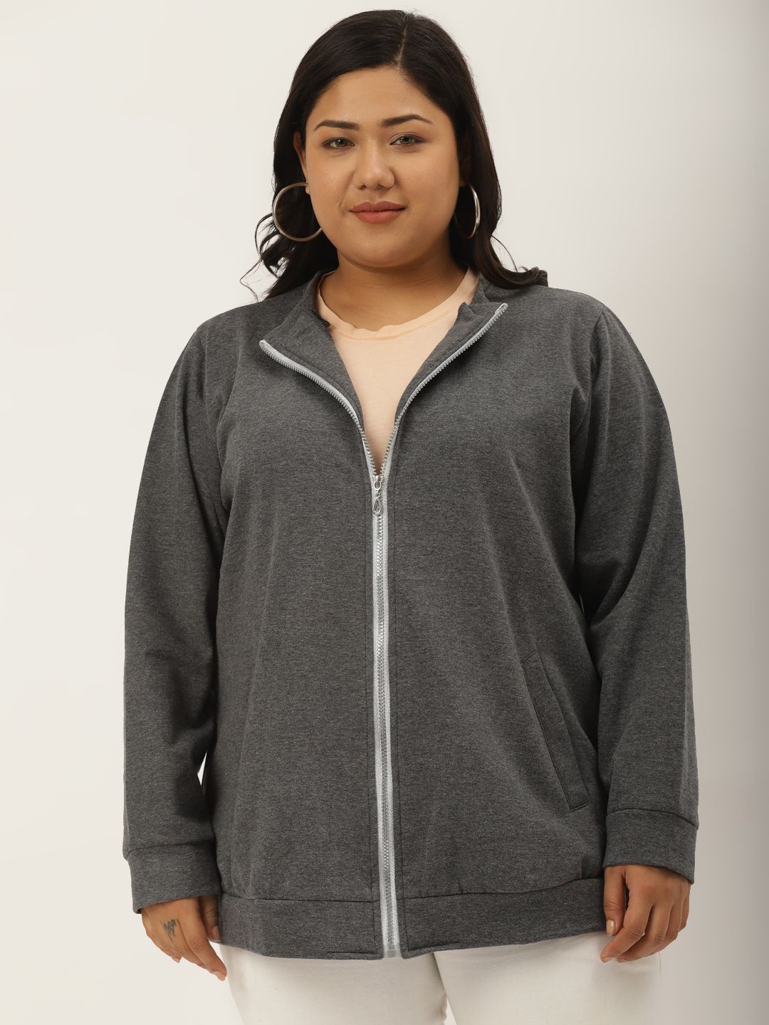 

theRebelinme Women Open Front Jacket, Charcoal