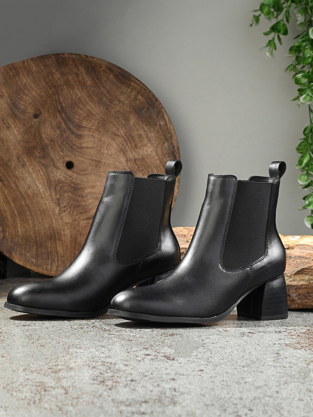 

El Paso Women Block Heel Casual Chelsea Boots, Black