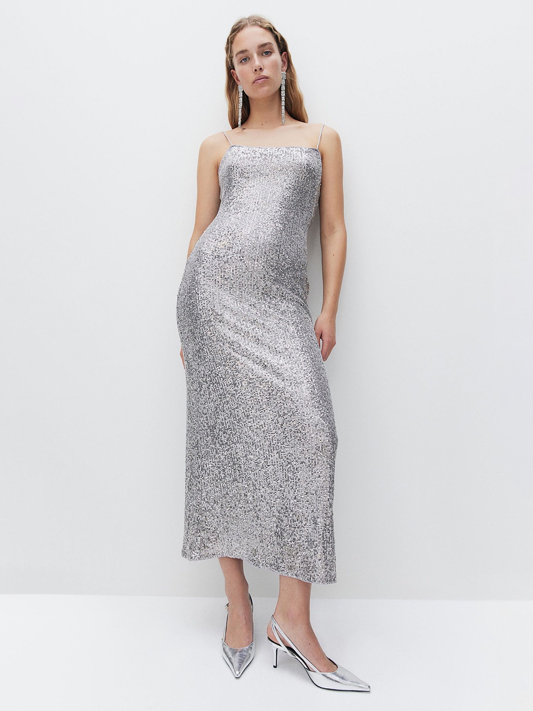 

H&M Tie-Detail Strappy Dress, Grey