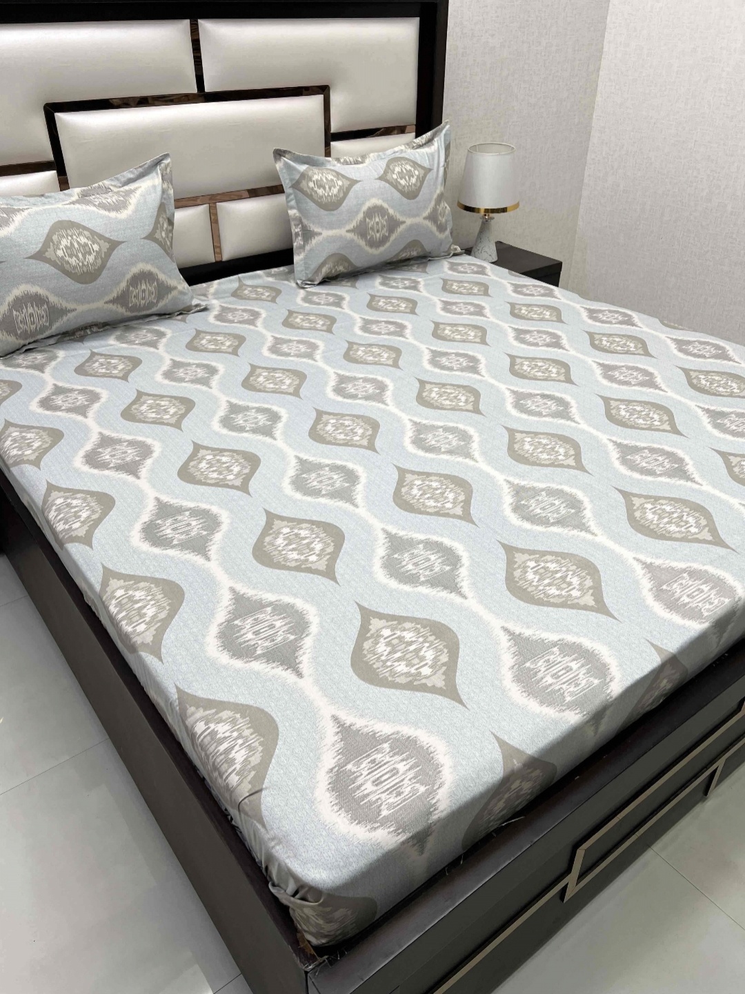 

Pure Decor Blue & Grey Ethnic Motifs 330 TC Queen Bedsheet with 2 Pillow Covers