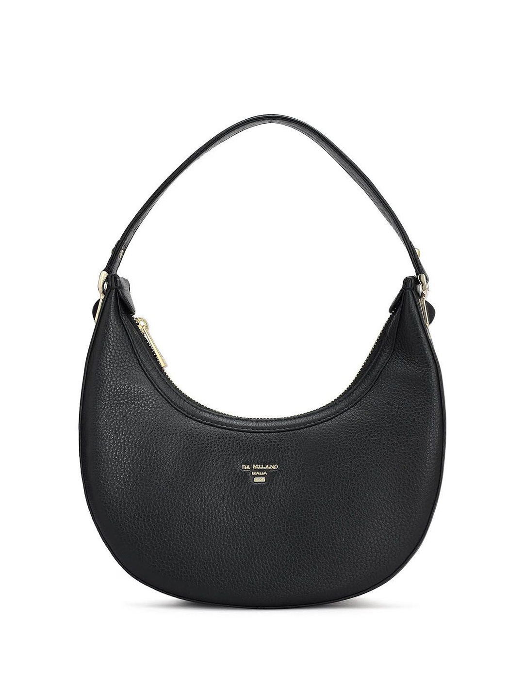 

Da Milano Textured Leather Structured Hobo Bag with Tasselled, Black