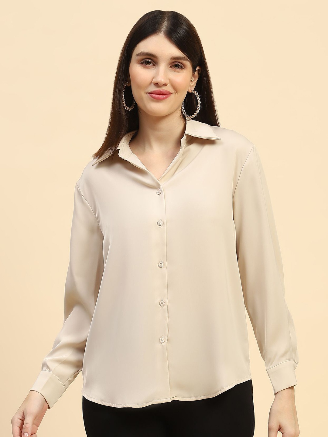 

Global Republic Women Comfort Opaque Casual Shirt, Brown